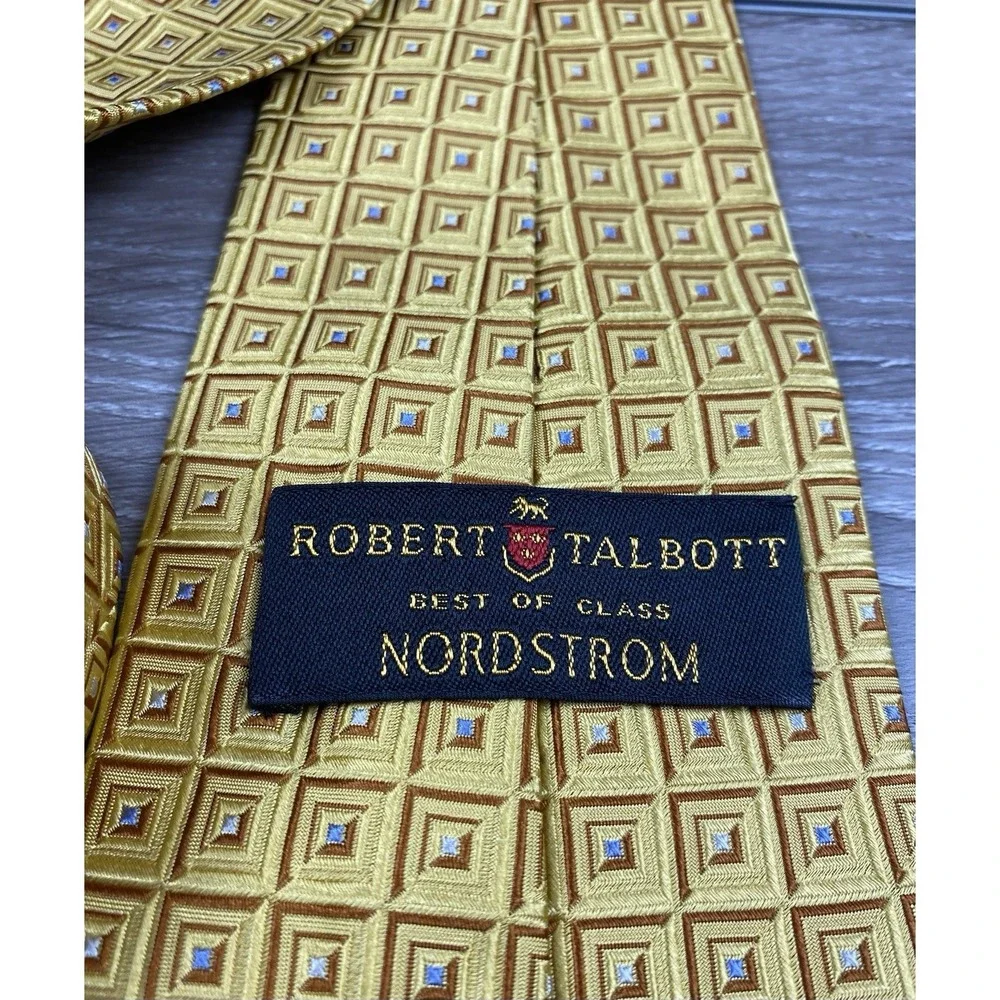 Robert Talbott Men's Best Of Class Square‎ Pattern Necktie Gold 57